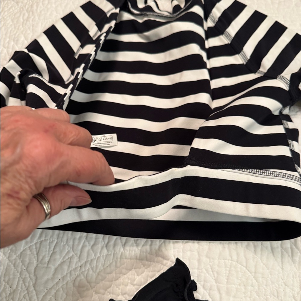 FP Movement by Free People Black and White Striped Swim suit